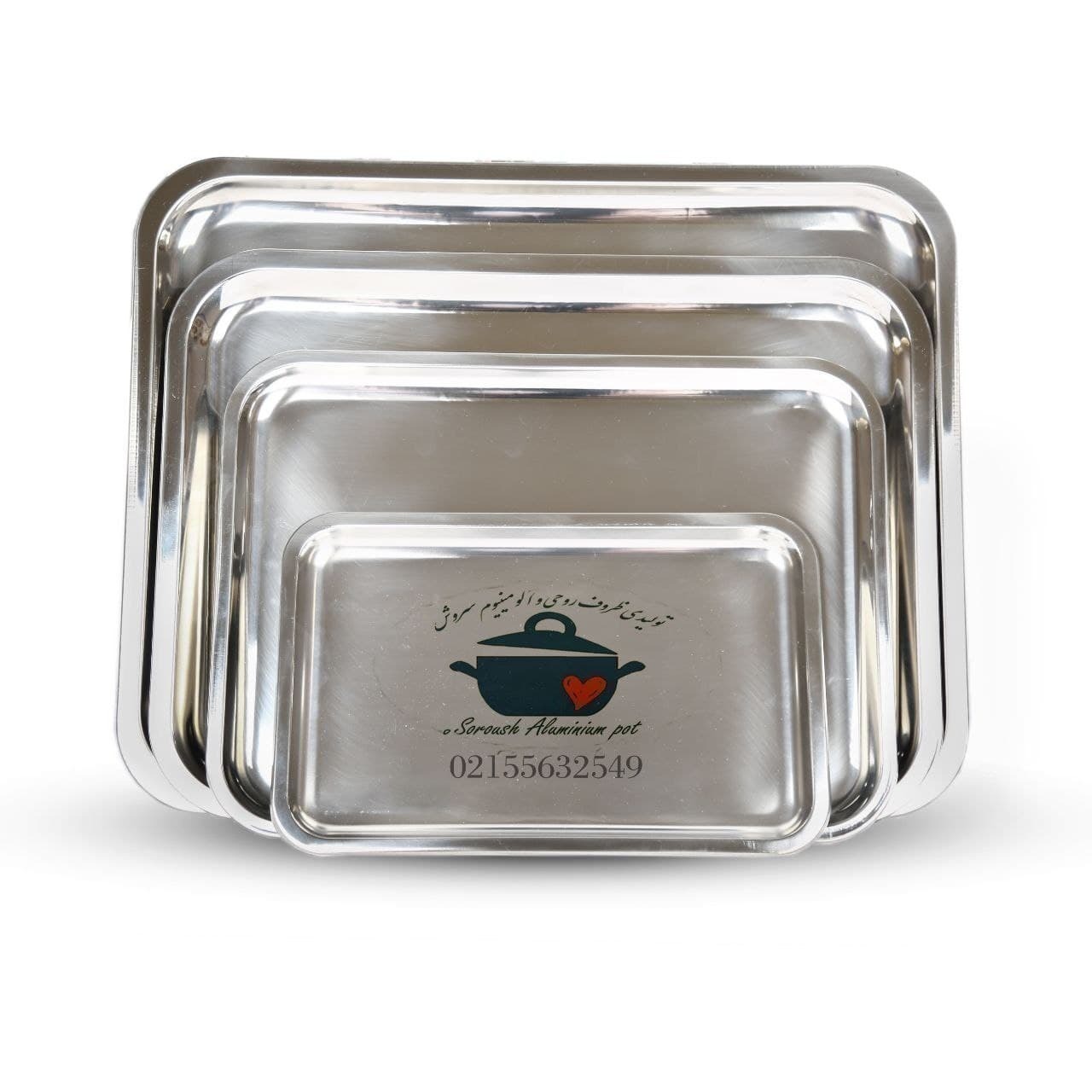  سینی مستطیل استیل نگین , سینی مستطیل , سینی استیل , سینی نگین , سینی , استیل , آلومنیوم , روحی , سینی 4 تایی , ساندو یچی 
