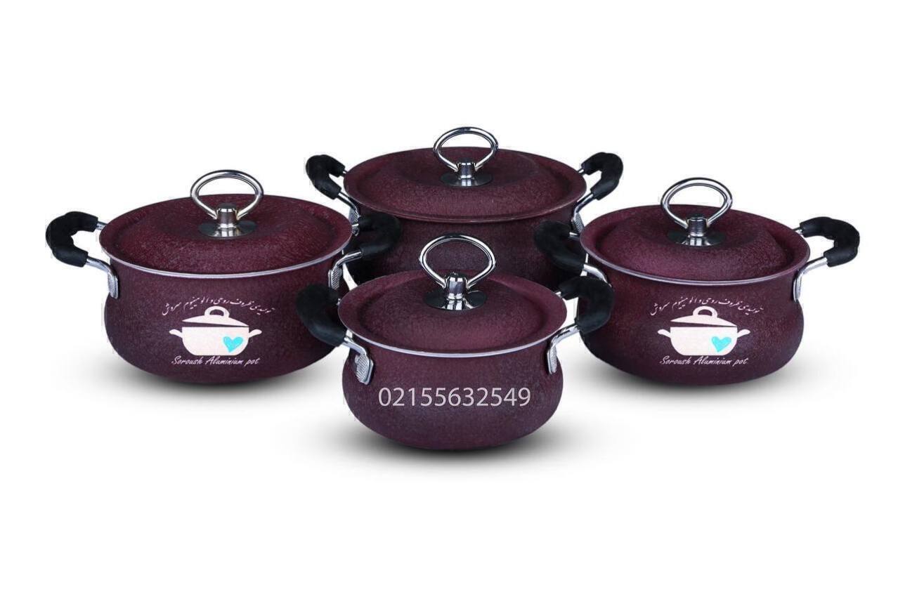  قابلمه رنگی خمره ای , قابلمه 4رقم خمره ای ,سرویس 4رقم قابلمه خمره ای , قابلمه رنگی روحی,قابلمه بادمجونی 