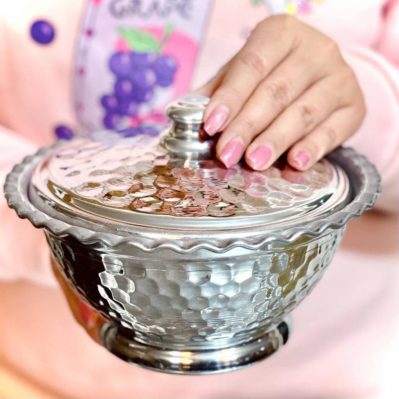  آجیل خوری , شکلات خوری , قندان , قندون , روحی , شکلات خوری روحی چکشی , آجیلخوری , اجیل خوری,فروشگاه سروش , قند , شکلات , 